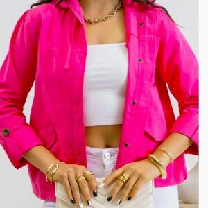 Snap Button Zip Up Hooded Jacket